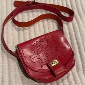 Zara Red Leather Crossbody Bag